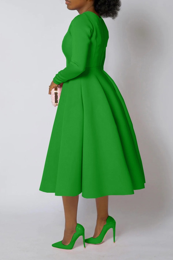 Autumn and winter pure long sleeve elegant dress