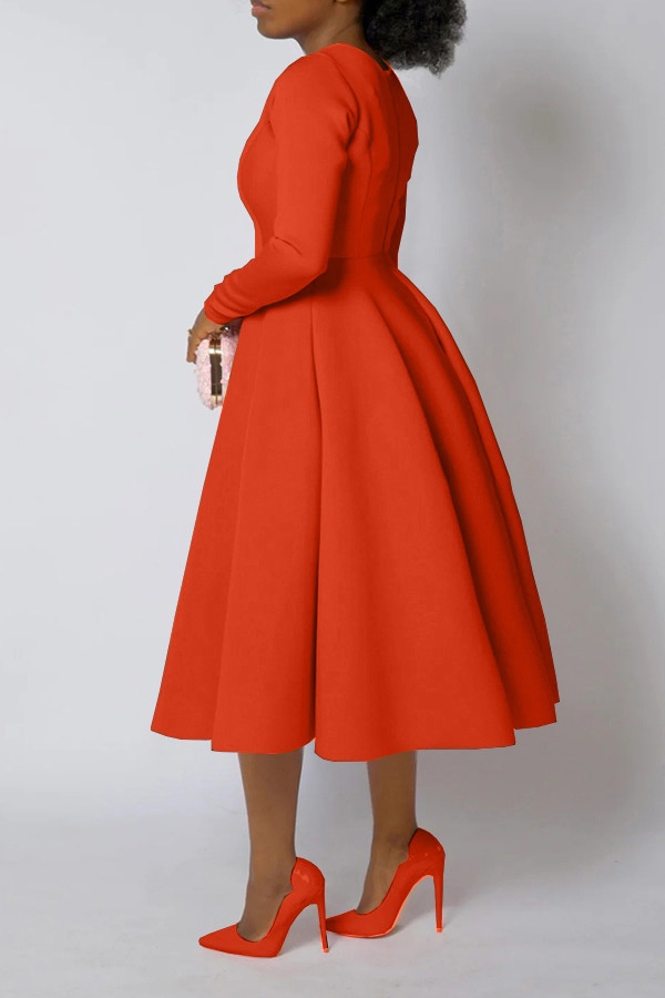 Autumn and winter pure long sleeve elegant dress