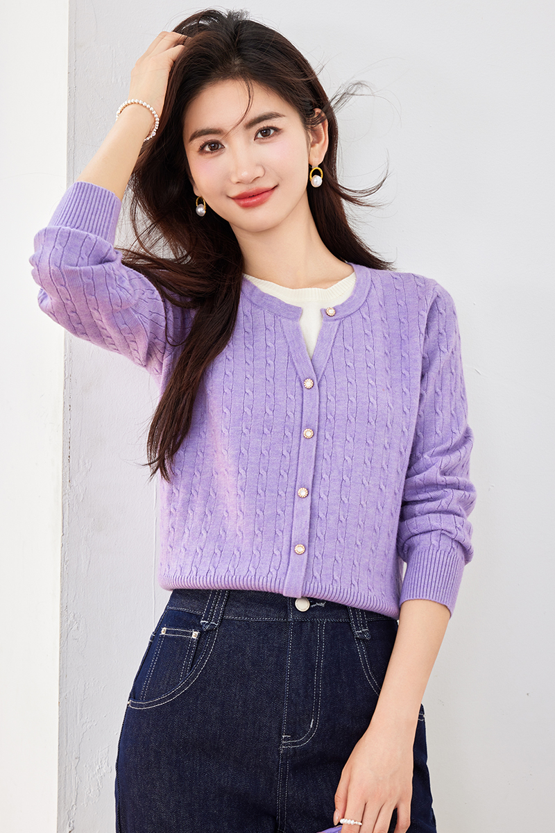 Short Pseudo-two cardigan knitted thin sweater