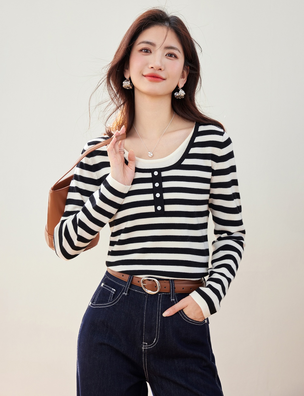 Pseudo-two autumn sweater France style tops
