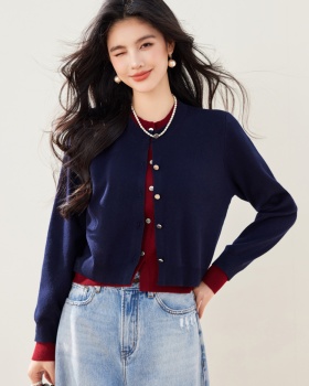 Knitted lazy sweater autumn and winter red tops for women