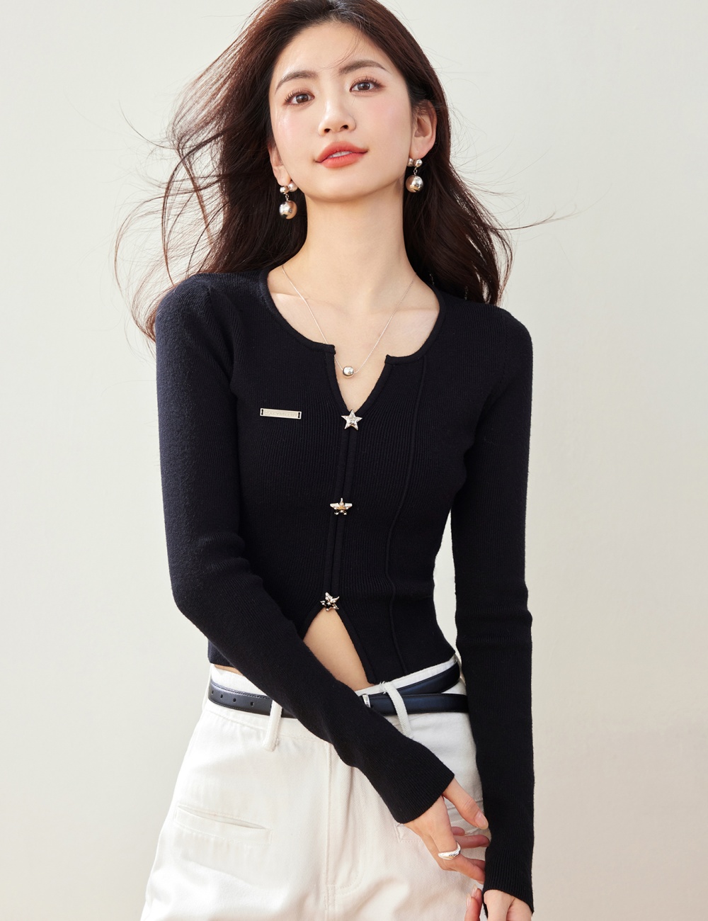 Bottoming autumn sweater spicegirl tops for women