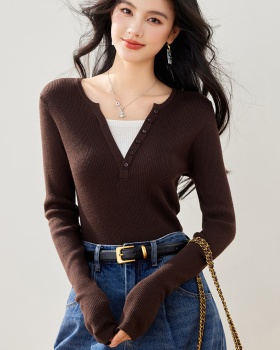 Pseudo-two sweater temperament tops for women