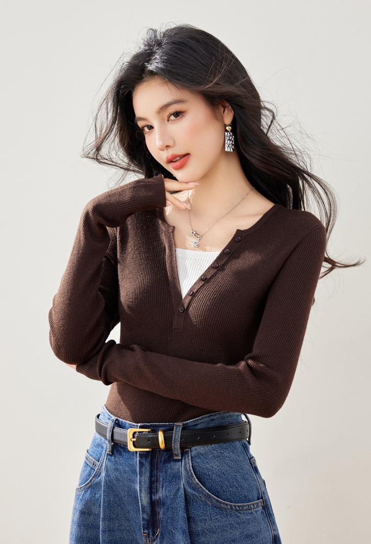 Pseudo-two sweater temperament tops for women