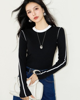 France style knitted bottoming shirt niche tops for women