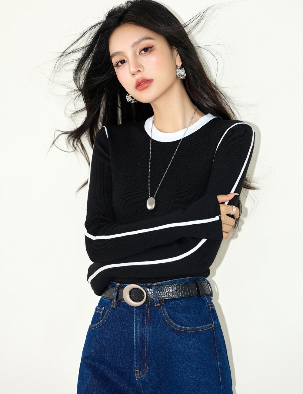 France style knitted bottoming shirt niche tops for women