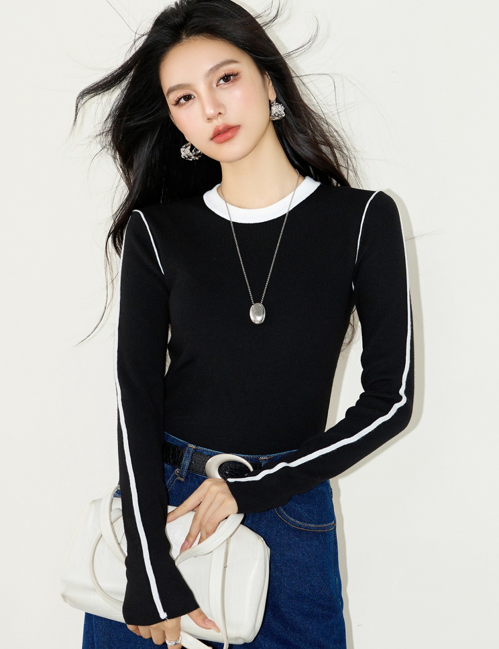France style knitted bottoming shirt niche tops for women