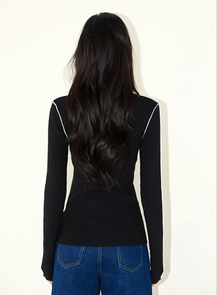 France style knitted bottoming shirt niche tops for women