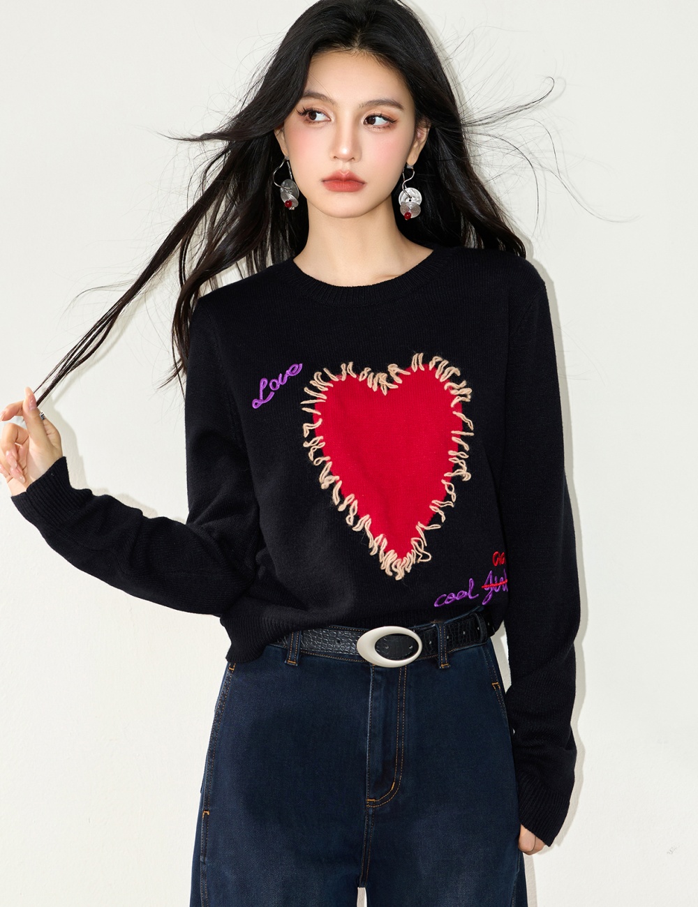Niche heart tops bottoming sweater for women