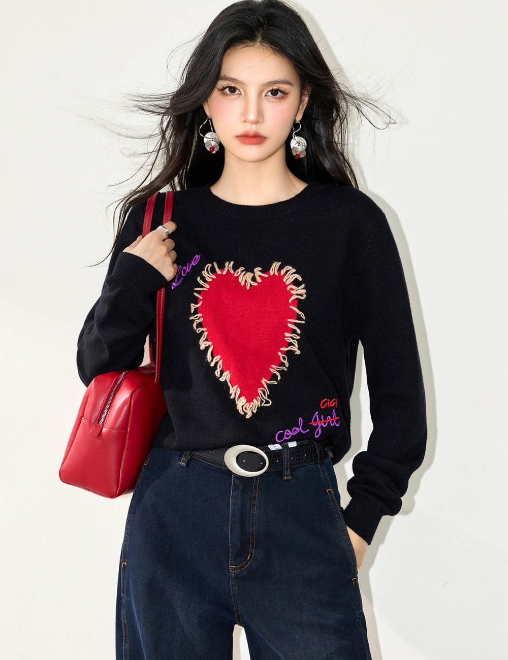 Niche heart tops bottoming sweater for women