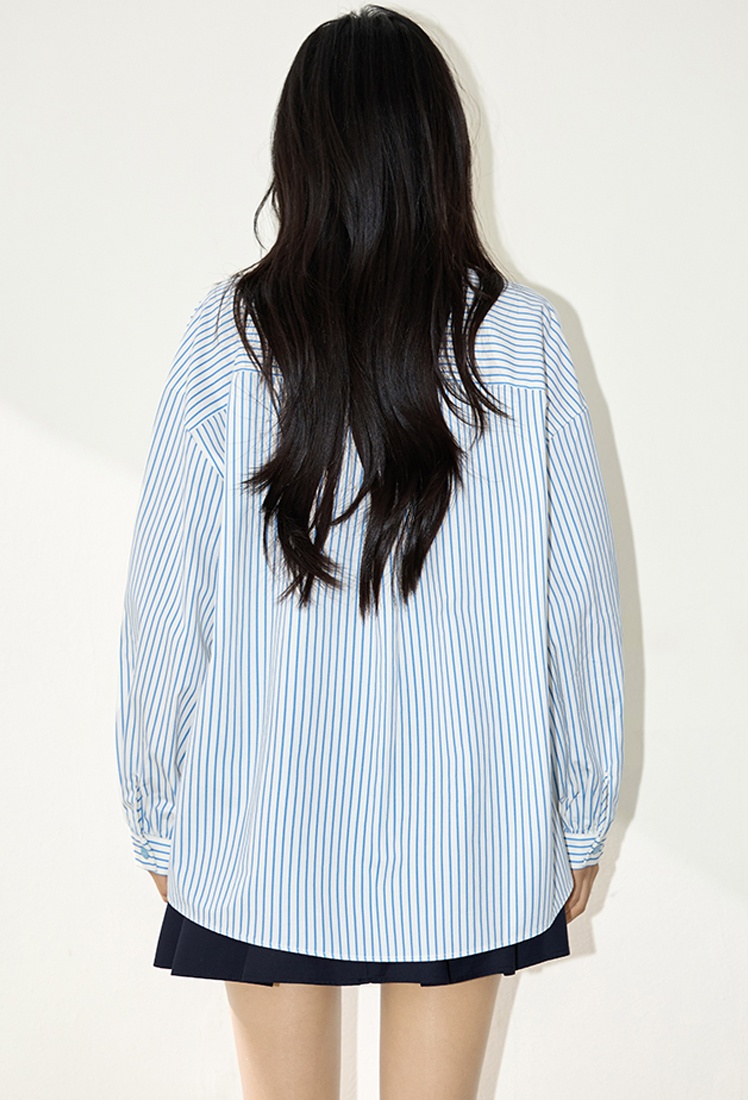 Loose autumn fashion shirt Korean style buckle slim tops