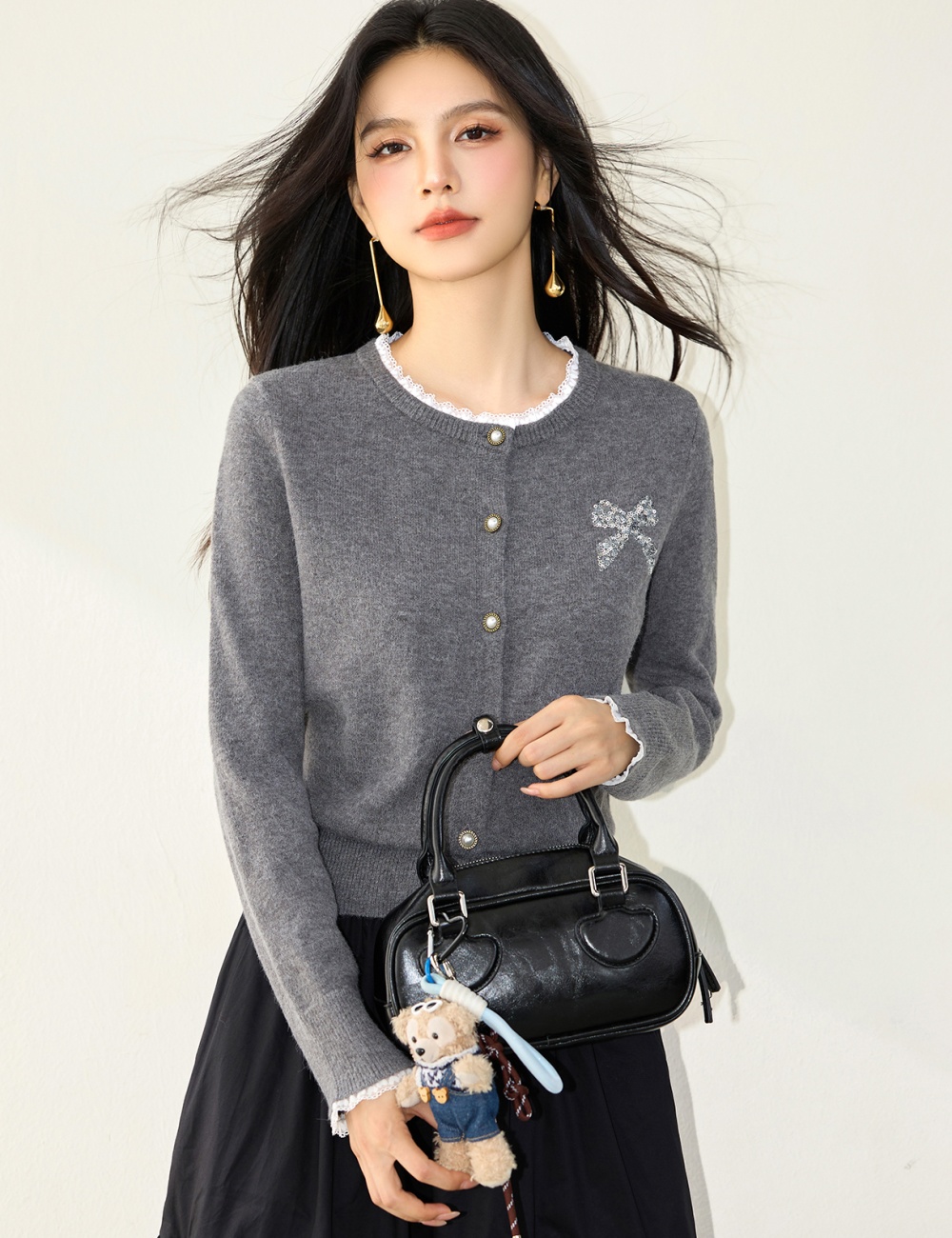 Bow cardigan Korean style sweater for women