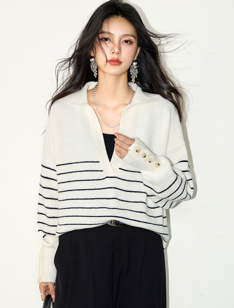 Pullover stripe tops lazy sweater