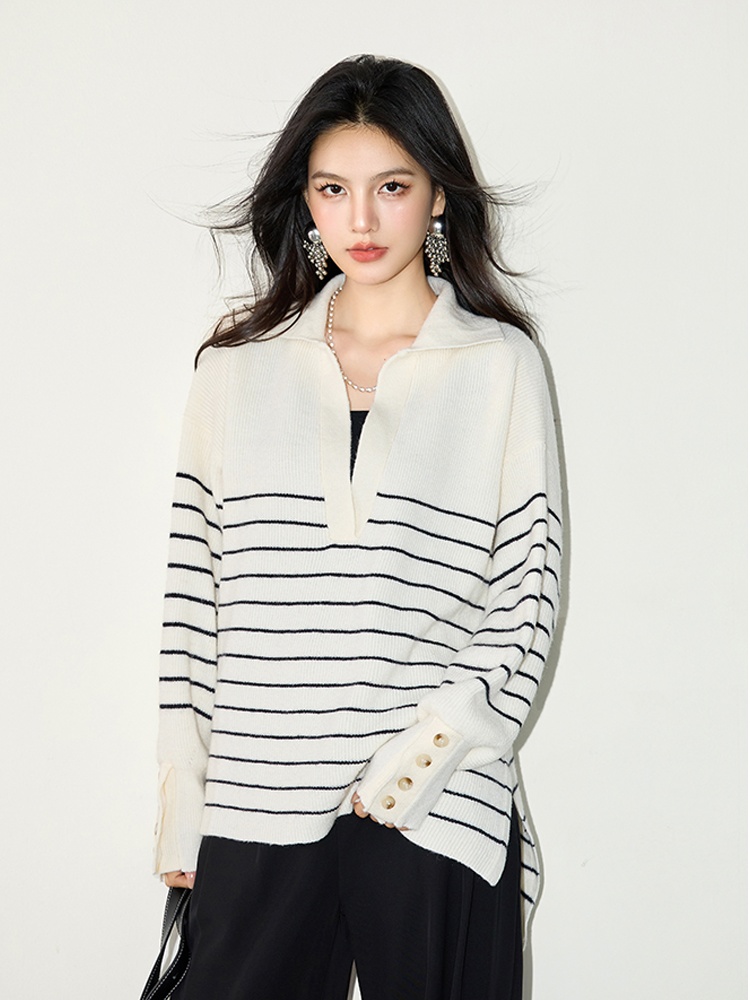 Pullover stripe tops lazy sweater