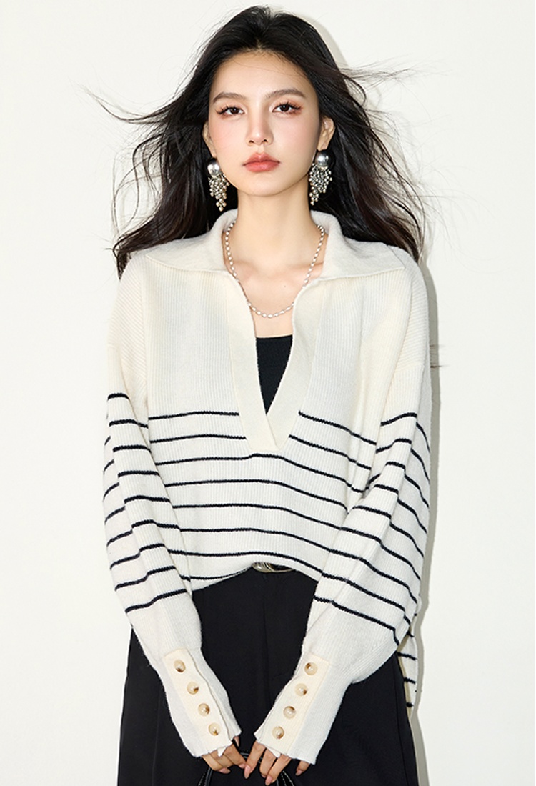 Pullover stripe tops lazy sweater