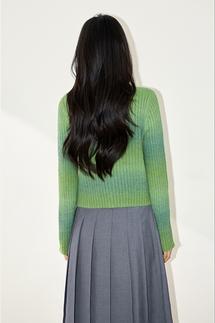 Pseudo-two colors tops temperament lazy sweater for women