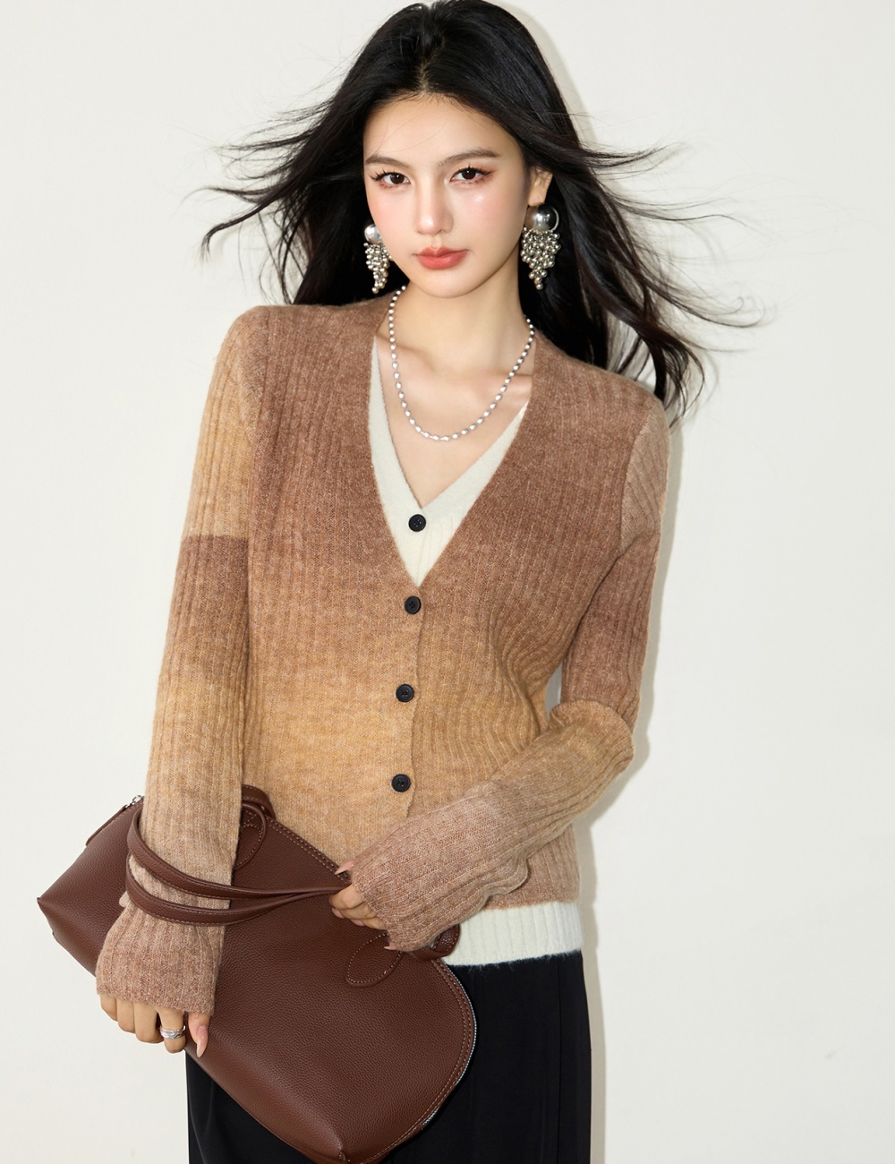 Pseudo-two sweater knitted tops for women