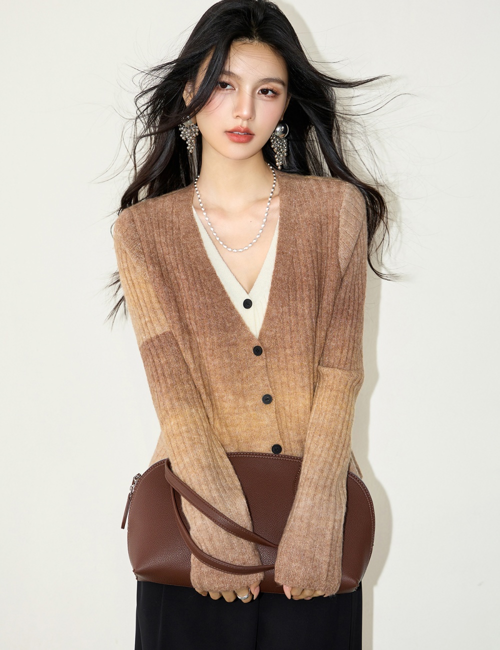 Pseudo-two sweater knitted tops for women