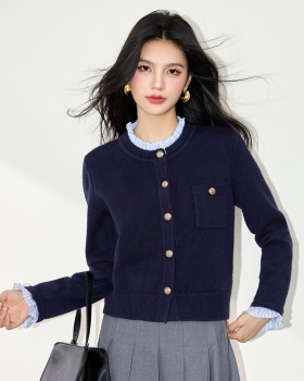 Shirt collar unique cardigan France style lazy sweater