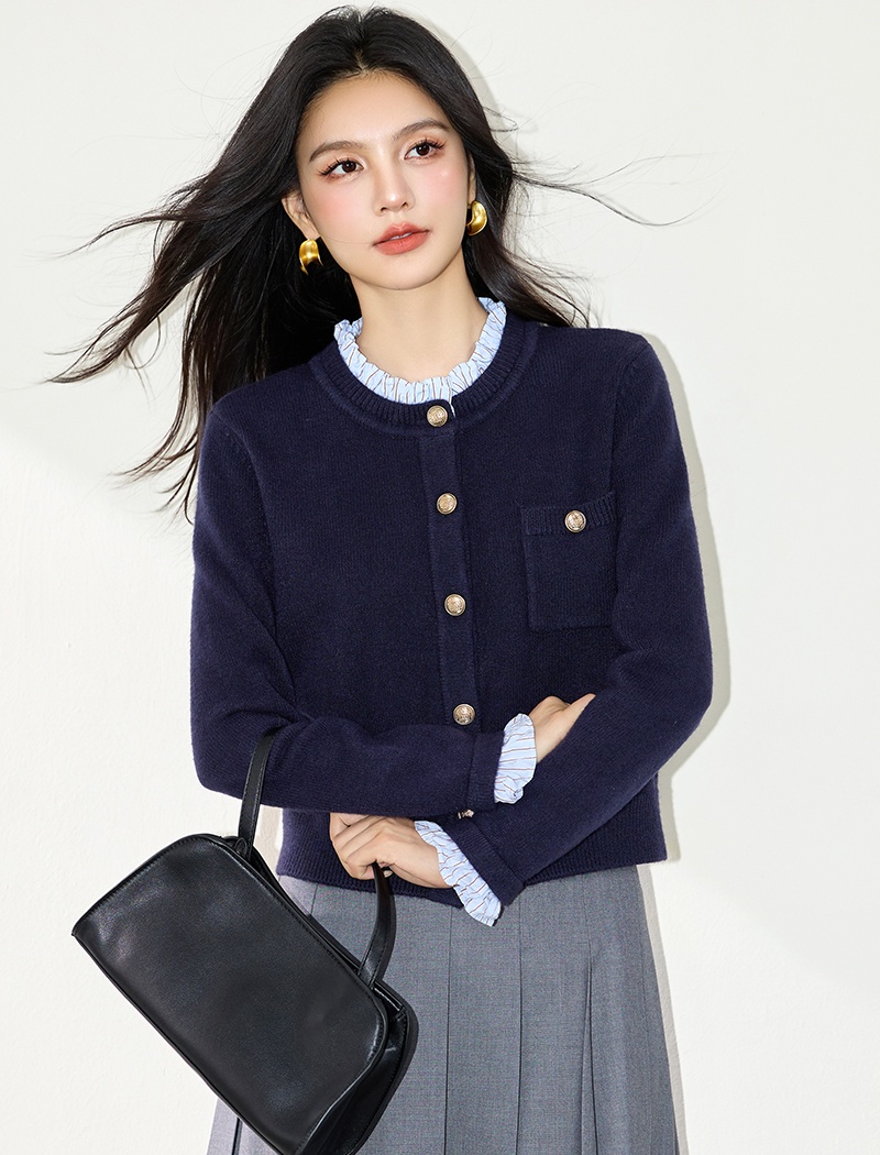 Shirt collar unique cardigan France style lazy sweater