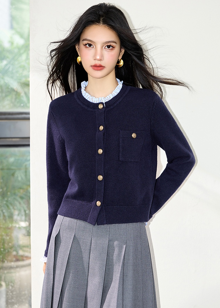 Shirt collar unique cardigan France style lazy sweater