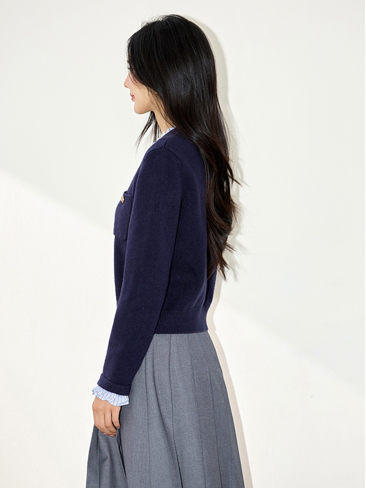 Shirt collar unique cardigan France style lazy sweater