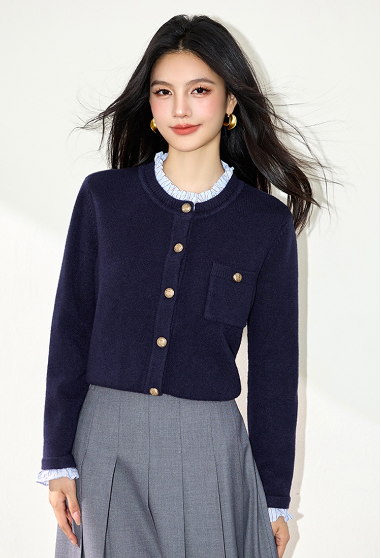 Shirt collar unique cardigan France style lazy sweater