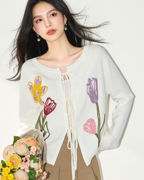 Bandage autumn tops knitted cardigan for women