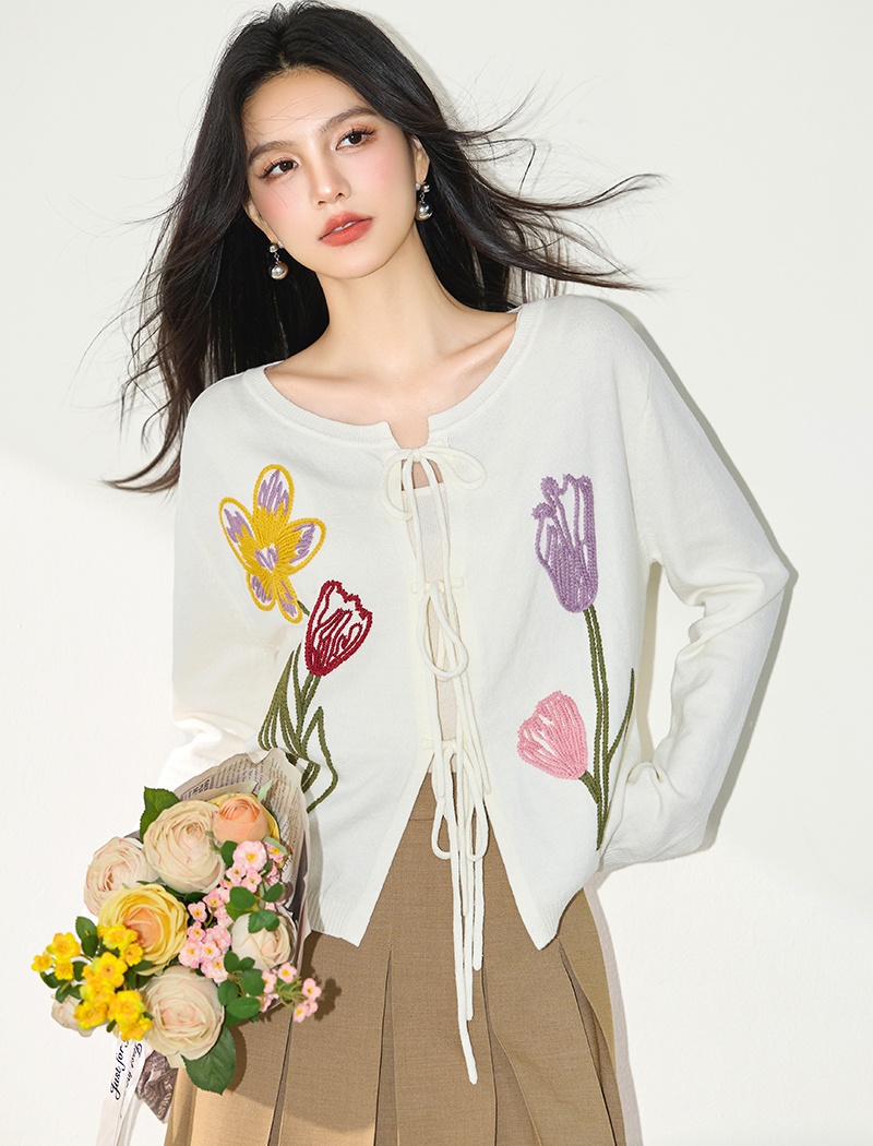Bandage autumn tops knitted cardigan for women