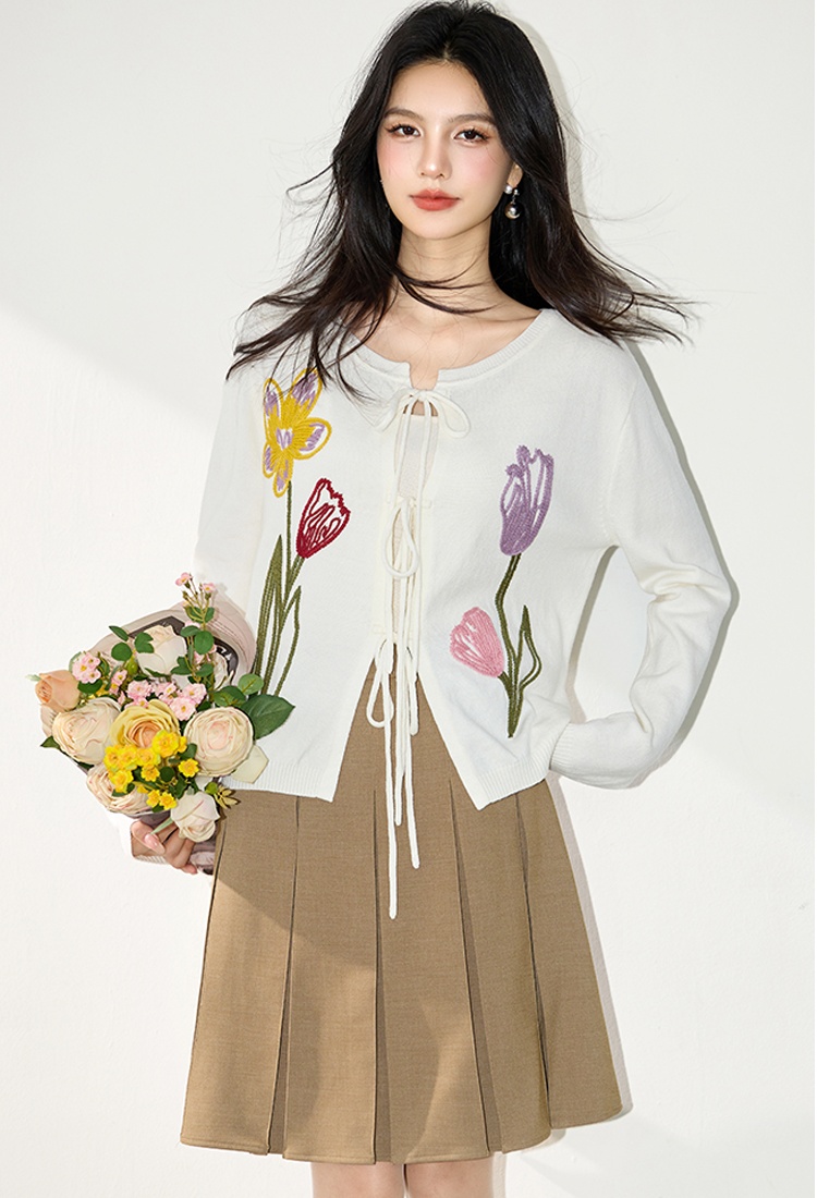 Bandage autumn tops knitted cardigan for women