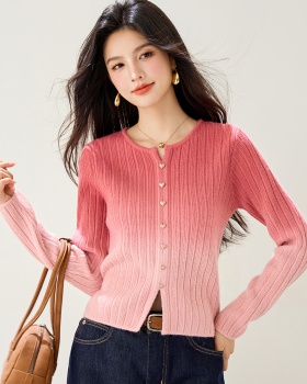 Gradient red sweater sweet unique tops for women