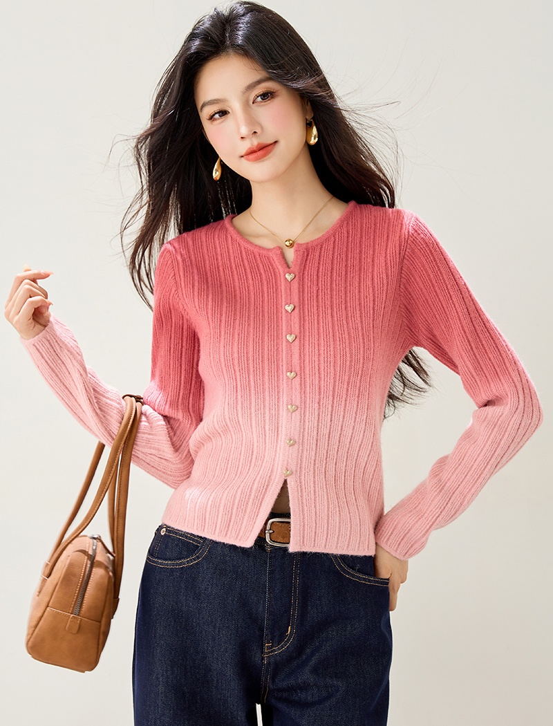 Gradient red sweater sweet unique tops for women