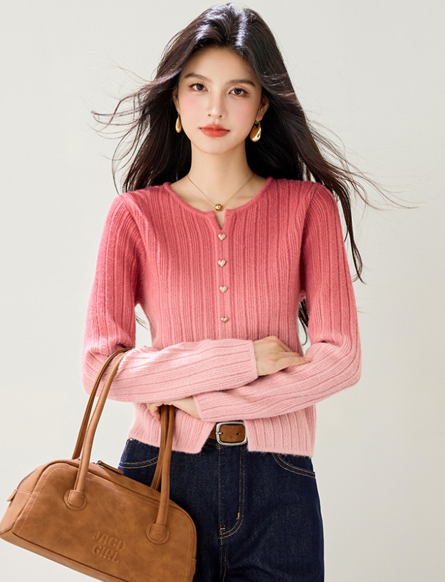 Gradient red sweater sweet unique tops for women