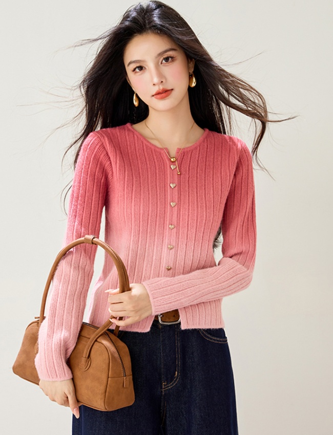 Gradient red sweater sweet unique tops for women