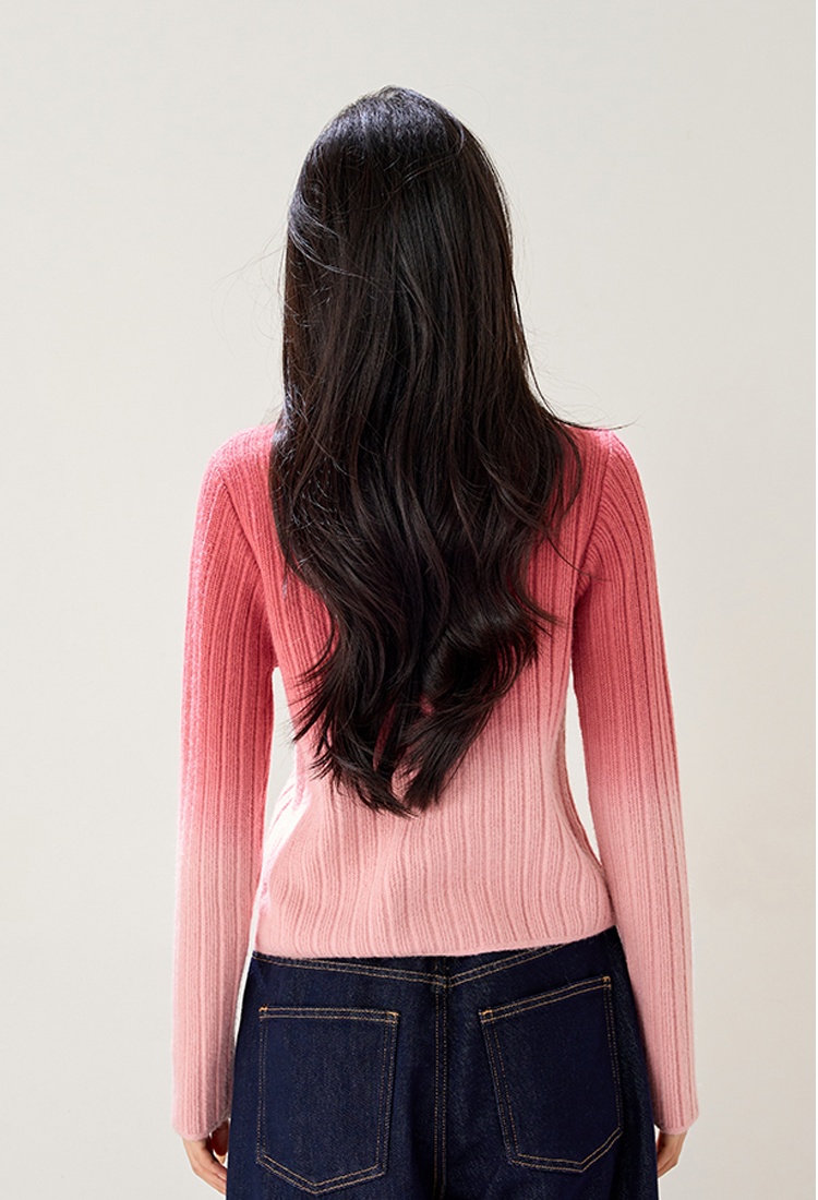 Gradient red sweater sweet unique tops for women
