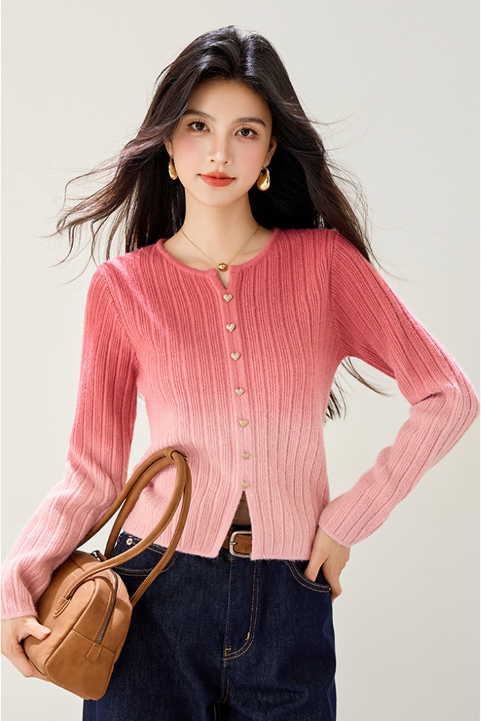 Gradient red sweater sweet unique tops for women