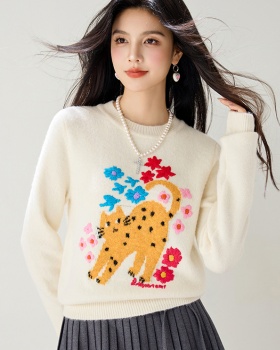 Legs niche cat Western style unique pullover sweater