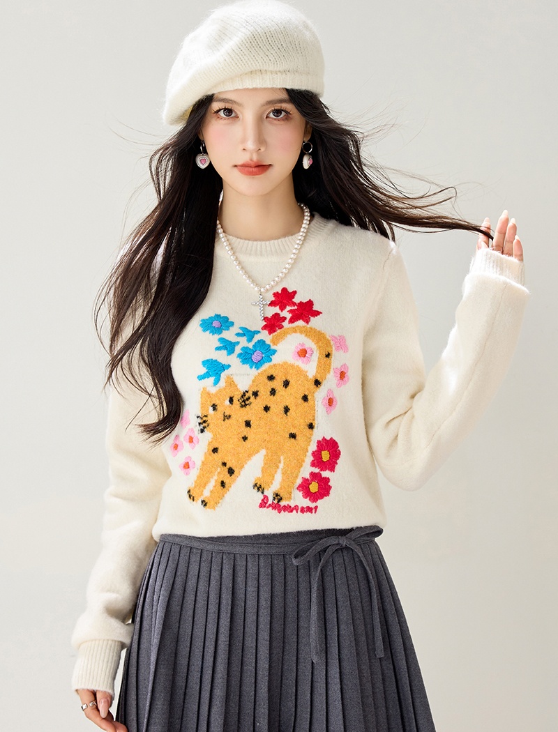 Legs niche cat Western style unique pullover sweater