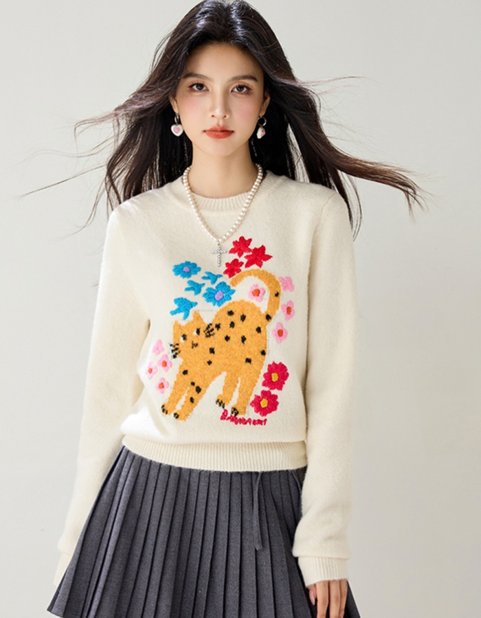 Legs niche cat Western style unique pullover sweater