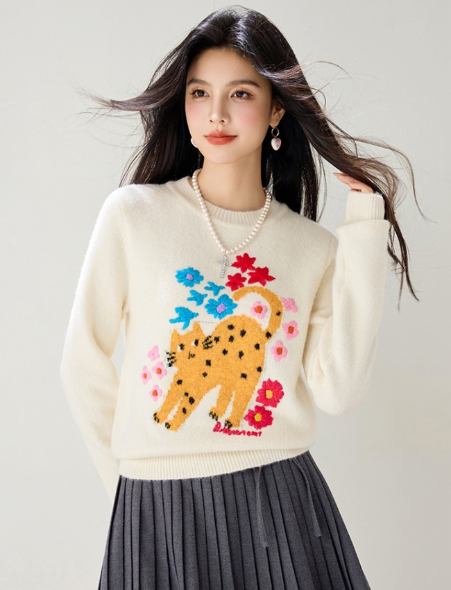 Legs niche cat Western style unique pullover sweater