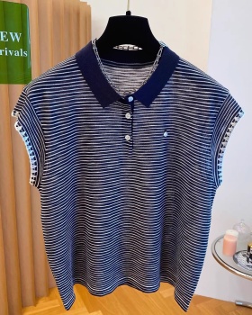 Stripe large yard unique sweet France style T-shirt
