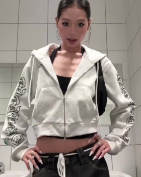 Korean style hooded hoodie autumn cardigan for women