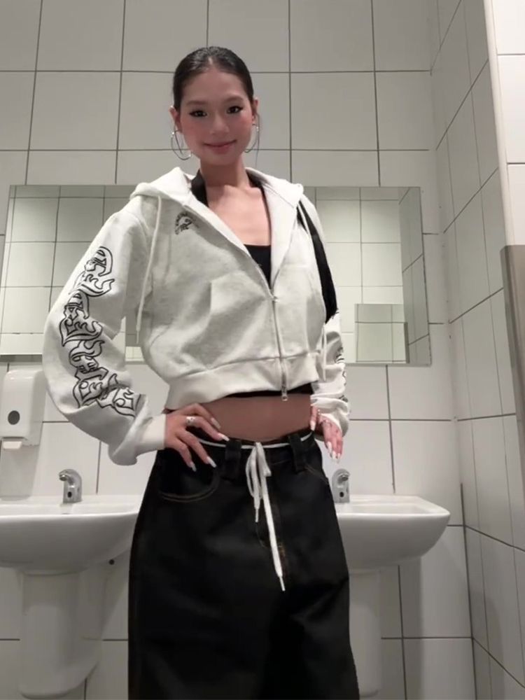 Korean style hooded hoodie autumn cardigan for women
