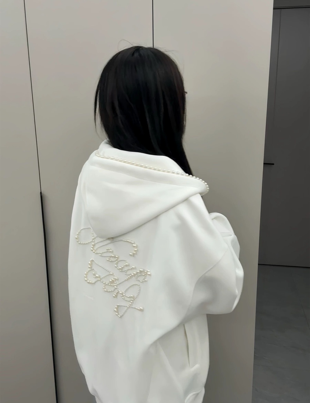 Thin beading complex cotton pure cotton hoodie