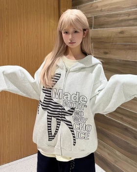 Embroidery thin patch complex pure cotton cotton hoodie