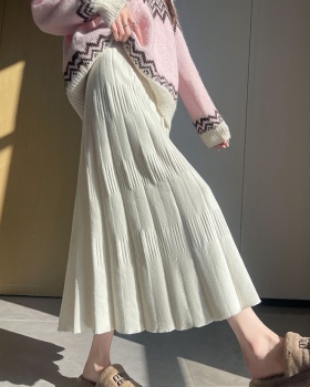 High waist A-line skirt knitted cake long skirt