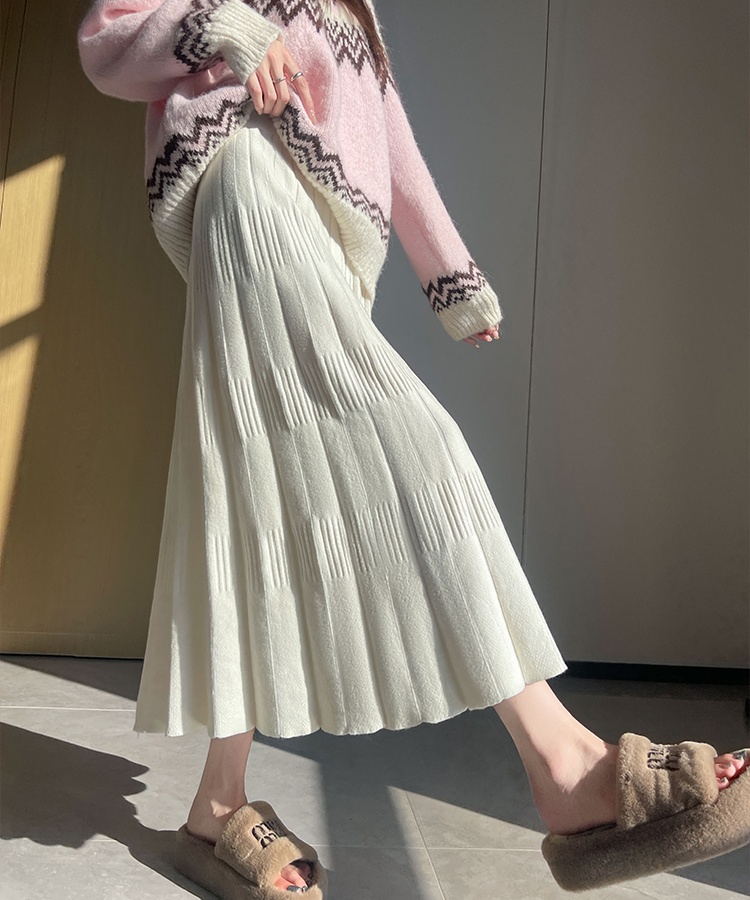 High waist A-line skirt knitted cake long skirt