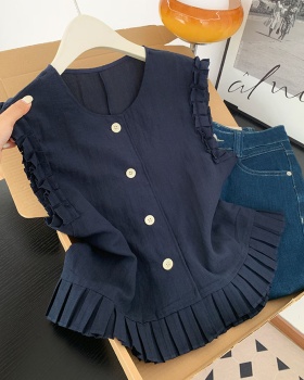 Round neck vest sleeveless waistcoat for women