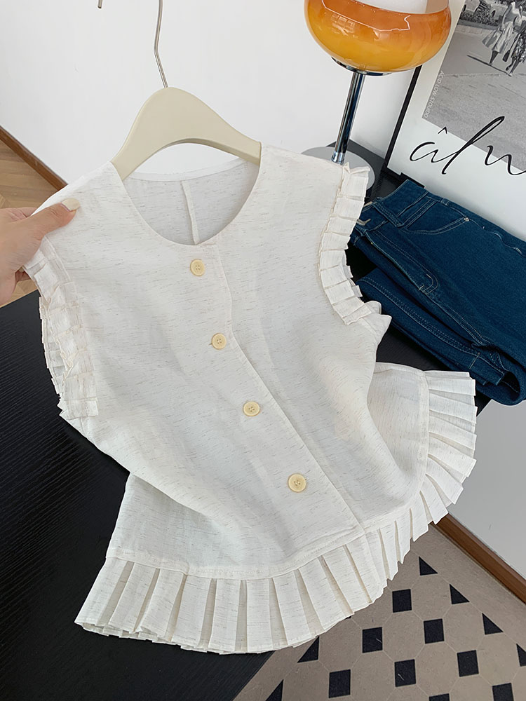 Round neck vest sleeveless waistcoat for women
