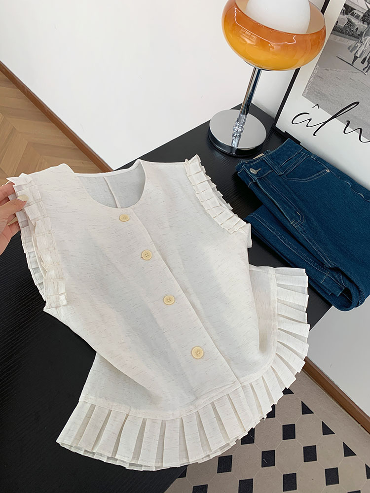 Round neck vest sleeveless waistcoat for women